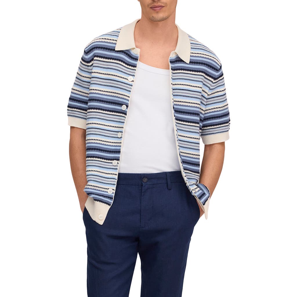 NN07 NN07 Nolan Striped Organic Cotton Polo Cardigan