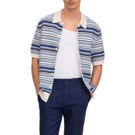 NN07 NN07 Nolan Striped Organic Cotton Polo Cardigan