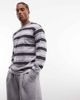 No Problemo No Problemo 100% cotton long sleeve T-shirt with repeat logo in black and gray stripe - 1