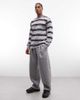 No Problemo No Problemo 100% cotton long sleeve T-shirt with repeat logo in black and gray stripe - 2