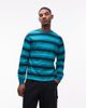 No Problemo No Problemo 100% cotton long sleeve t-shirt with repeat logo print in aqua stripes-Green - 1