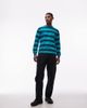 No Problemo No Problemo 100% cotton long sleeve t-shirt with repeat logo print in aqua stripes-Green - 2