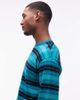 No Problemo No Problemo 100% cotton long sleeve t-shirt with repeat logo print in aqua stripes-Green - 4
