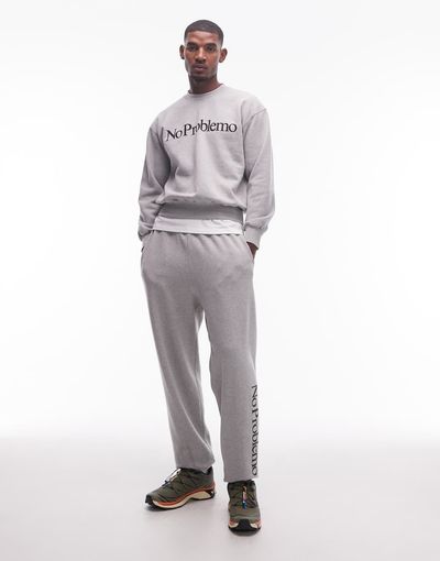 No Problemo No Problemo logo cotton sweatpants in heather gray