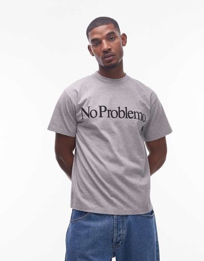 No Problemo No Problemo logo cotton t-shirt in heather gray