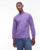 No Problemo No Problemo mini logo long sleeve cotton t-shirt with back print in lilac-Purple - 3