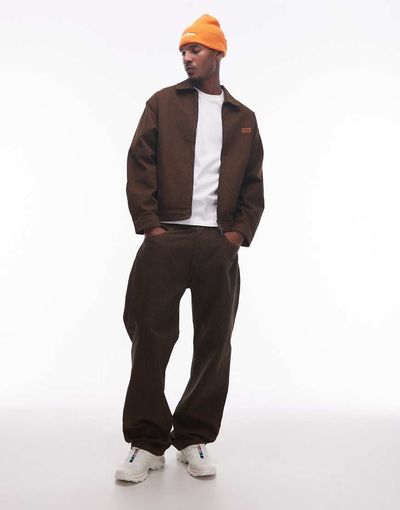 No Problemo No Problemo nayoka baggy cotton jeans in brown stripes - part of a set