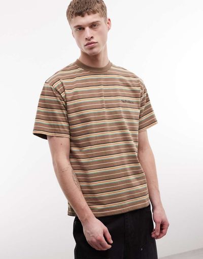 No Problemo No Problemo x ASOS Exclusive 100% cotton logo T-shirt in brown stripes