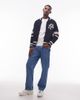 No Problemo No Problemo zip up wool-mix knit sweater with contrast stripes in navy - 2