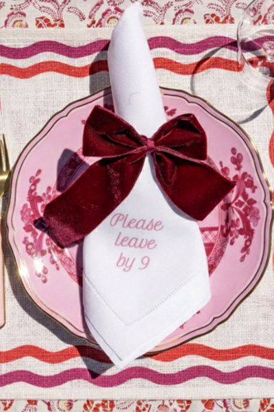 No Reservations No Reservations Please Leave By 9 Dinner Napkin in Rose at Urban Outfitters