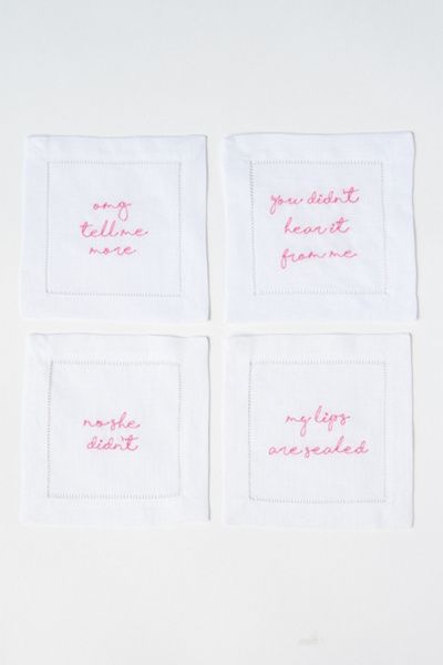 No Reservations No Reservations Southern Gossip Cocktail Napkin Set in Pink at Urban Outfitters