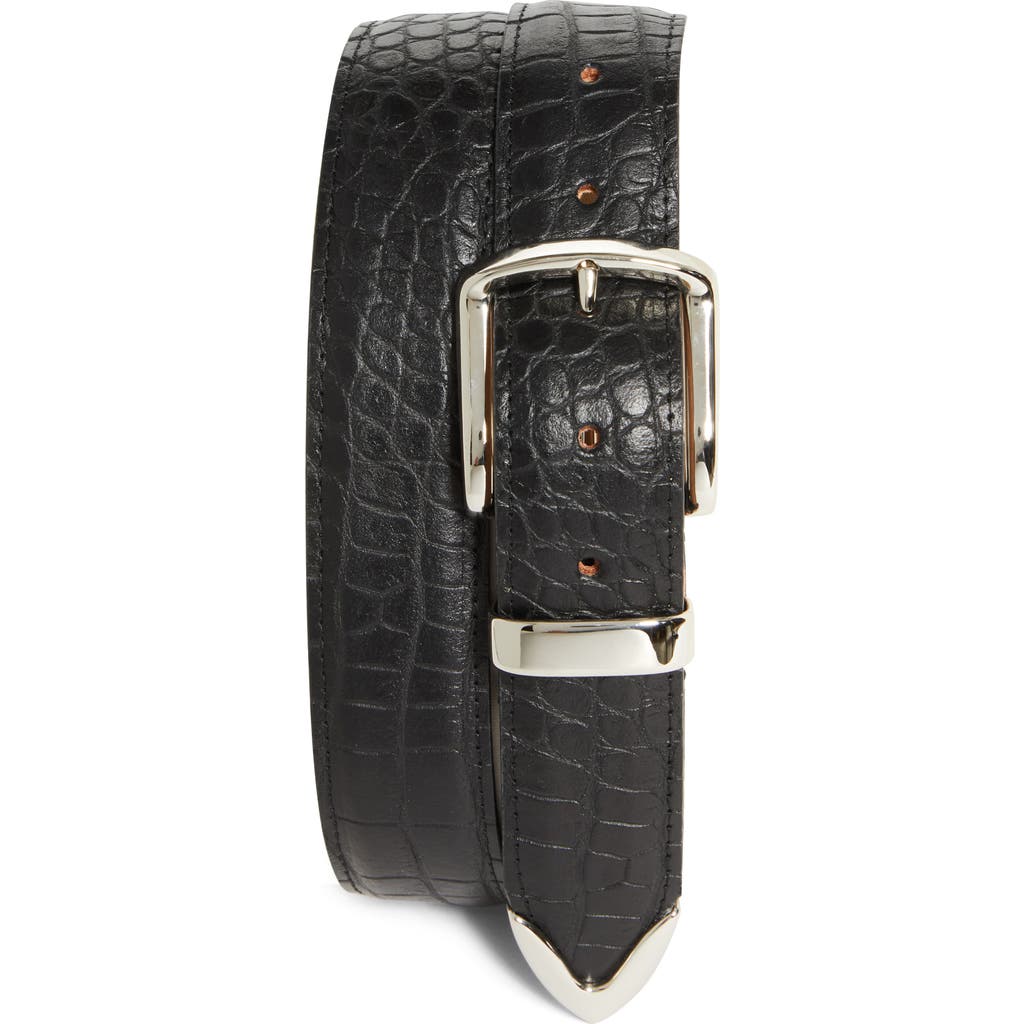 Noah Noah Croc Embossed Metal Tip Leather Belt