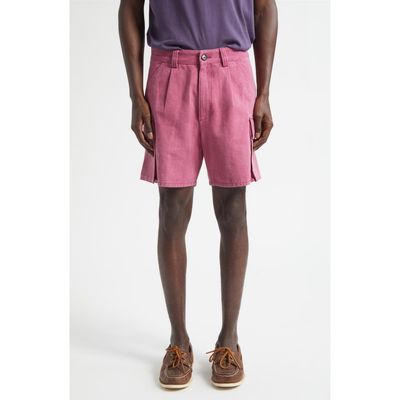 Noah Noah Pleated Organic Cotton Canvas Cargo Shorts
