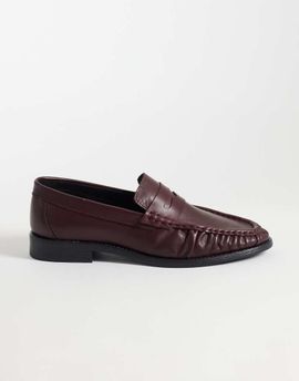 Noak Noak made in Portugal loafers with ruched apron in burgundy leather-Red