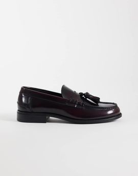 Noak NOAK made in Portugal loafers with tassel trim in burgundy leather-Red