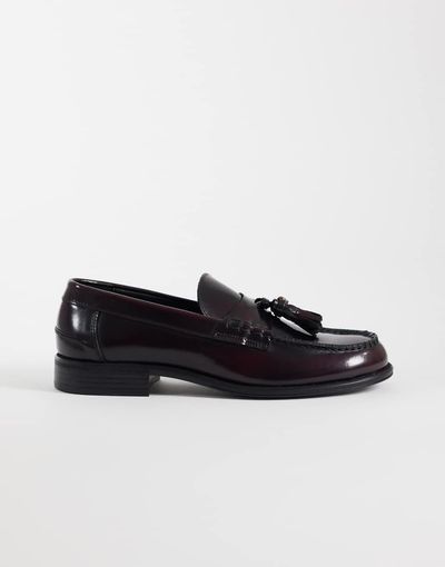 Noak NOAK made in Portugal loafers with tassel trim in burgundy leather-Red