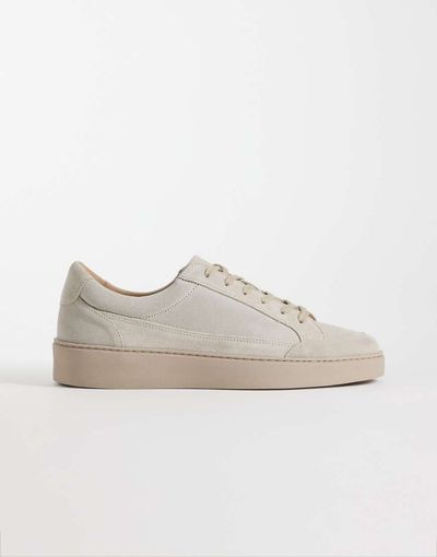 Noak NOAK Made In Portugal paneled lace up sneakers in stone suede-Neutral