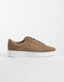 Noak NOAK Made In Portugal paneled lace up sneakers in taupe suede-Brown
