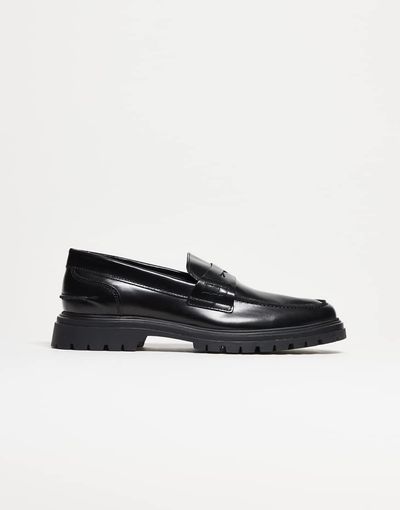 Noak Noak made in Portugal penny loafers in black leather