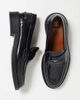 Noak Noak made in Portugal penny loafers in black leather with contrast stitch and gold hardware - 1