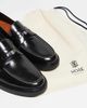 Noak Noak made in Portugal penny loafers in black leather with contrast stitch and gold hardware - 3