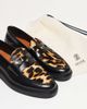 Noak Noak made in Portugal penny loafers in black leather with cow hair vamp in leopard print - 3