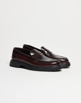 Noak Noak made in Portugal penny loafers in burgundy leather-Red