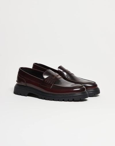 Noak Noak made in Portugal penny loafers in burgundy leather-Red