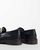Noak NOAK made In Portugal penny loafers with coin detail and raffia apron in black leather - 3