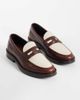 Noak NOAK made In Portugal penny loafers with coin detail in brown and cream leather - 1