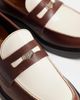 Noak NOAK made In Portugal penny loafers with coin detail in brown and cream leather - 3