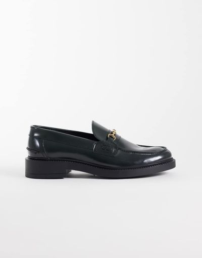 Noak NOAK made In Portugal penny loafers with gold snaffle in bottle green leather