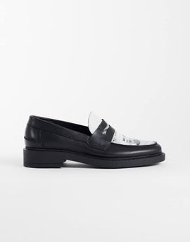 Noak NOAK made In Portugal penny loafers with graphic in black leather