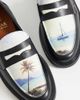 Noak NOAK made In Portugal penny loafers with landscape graphic in black leather - 4