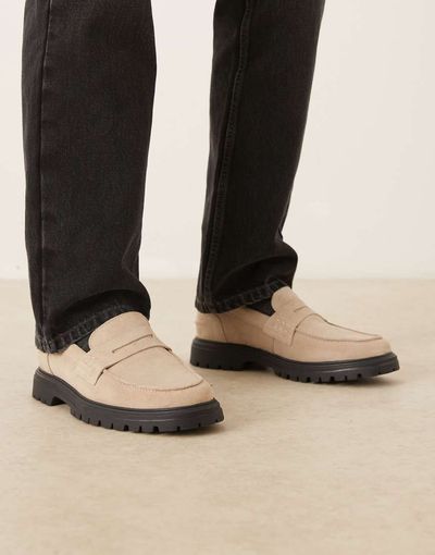 Noak NOAK made in Portugal tassel loafers in stone suede-Neutral