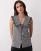 Nobody's Child Nobody's Child Blair blouse with ruffle trim collar in black and white gingham - 1