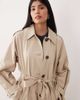 Nobody's Child Nobody's Child cape back tie belt fluid trench coat in stone-Neutral - 3