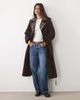 Nobody's Child Nobody's Child cotton belted trench coat contrast check lining in chocolate-Brown - 3