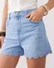 Nobody's Child Nobody's Child cotton denim scallop hem shorts in light blue wash - 2