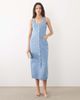 Nobody's Child Nobody's Child denim button down fitted midi dress in light wash blue - 1