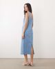 Nobody's Child Nobody's Child denim button down fitted midi dress in light wash blue - 4