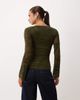 Nobody's Child Nobody's Child devore boat neck long sleeve embroidered top in khaki-Green - 4
