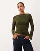 Nobody's Child Nobody's Child devore boat neck long sleeve top in khaki-Green - 1