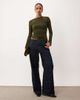 Nobody's Child Nobody's Child devore boat neck long sleeve top in khaki-Green - 2