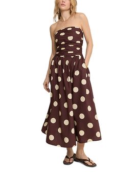 brown polka dot bandeau felicity midi dress Rent Nobody's Child Felicity Midi Dress Brown main image 0