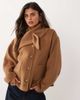 Nobody's Child Nobody's Child felt tie scarf detail drop shoulder coat in camel-Neutral - 1