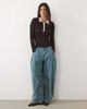 Nobody's Child Nobody's Child fine rib knitted contrast collar long sleeve top in chocolate and pink-Brown - 2
