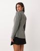 Nobody's Child Nobody's Child herringbone padded shoulder cinched waist blazer in gray - 3