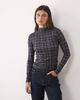 Nobody's Child Nobody's Child high neck long sleeve top in blue plaid - 1