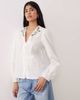 Nobody's Child Nobody's Child Isla poplin blouse with embroidered collar in white - 1